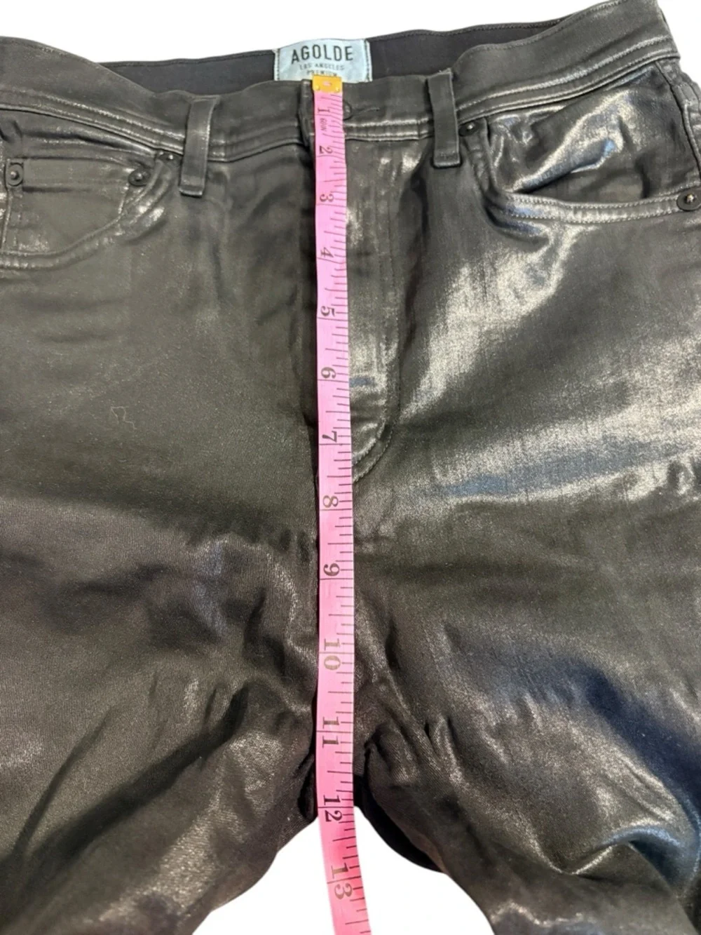 AGOLDE Roxanne High Rise Coated Skinny Jeans Black Leatherette 26 - Picture 6 of 7
